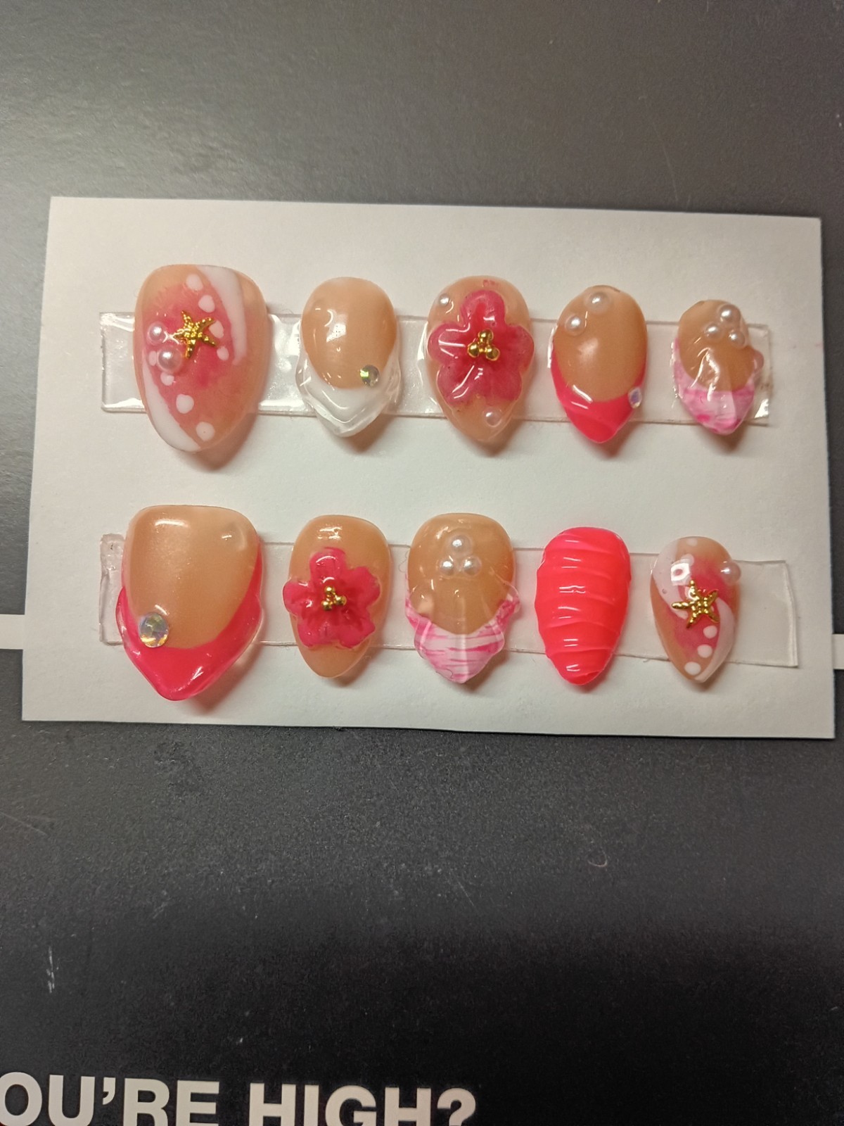 handmade gel press on nails short almond floral small