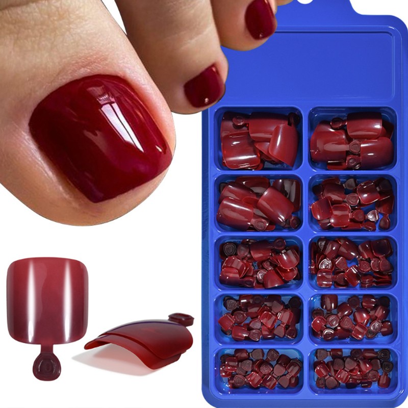 100pcs Fake Toenail Press On Toe Foot Full Cover Nails Art Tips Fast Wearable