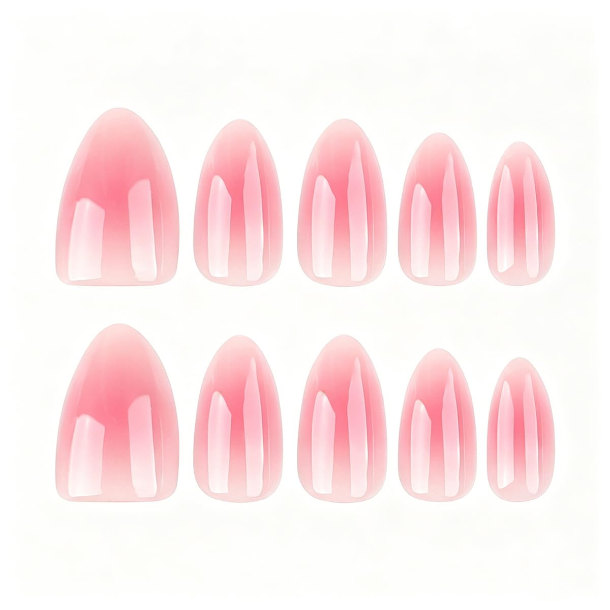 24Pcs, Almond Press on Nails Nude Pink Ombre Glossy Natural False Nail Tips | Na