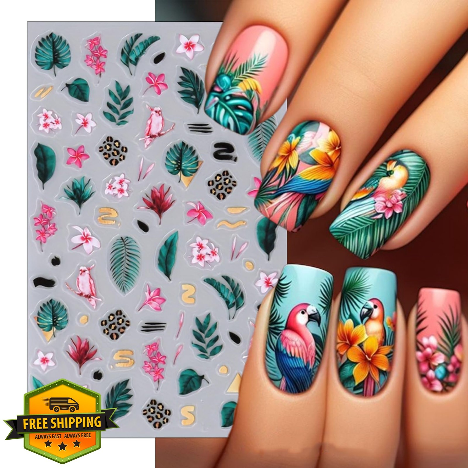 IDDFEVE Palm Tree Beach Nail Stickers