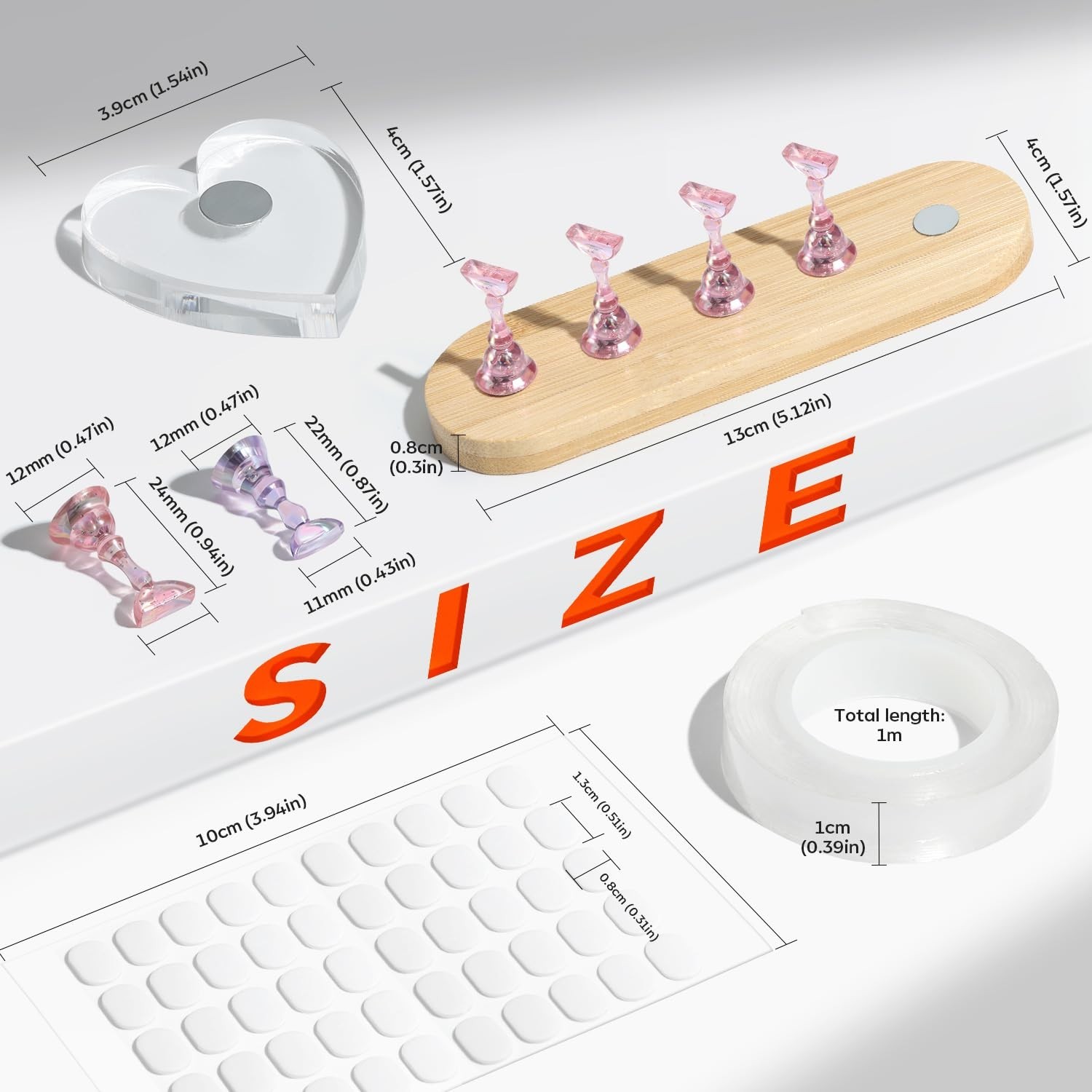 Nail Art Stand Set with Magnetic Holders & Versatile Adhesive Options