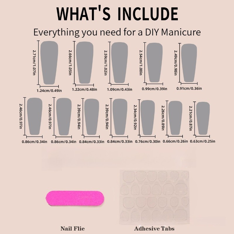 48pcs-Shimmer Pink Coffin Nails Press on With Ombre Glitter and Crystal Accents