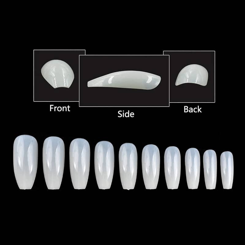 500pcs Long Coffin Ballerina Full Cover False Nail Tips 10 Sizes Acrylic Nails