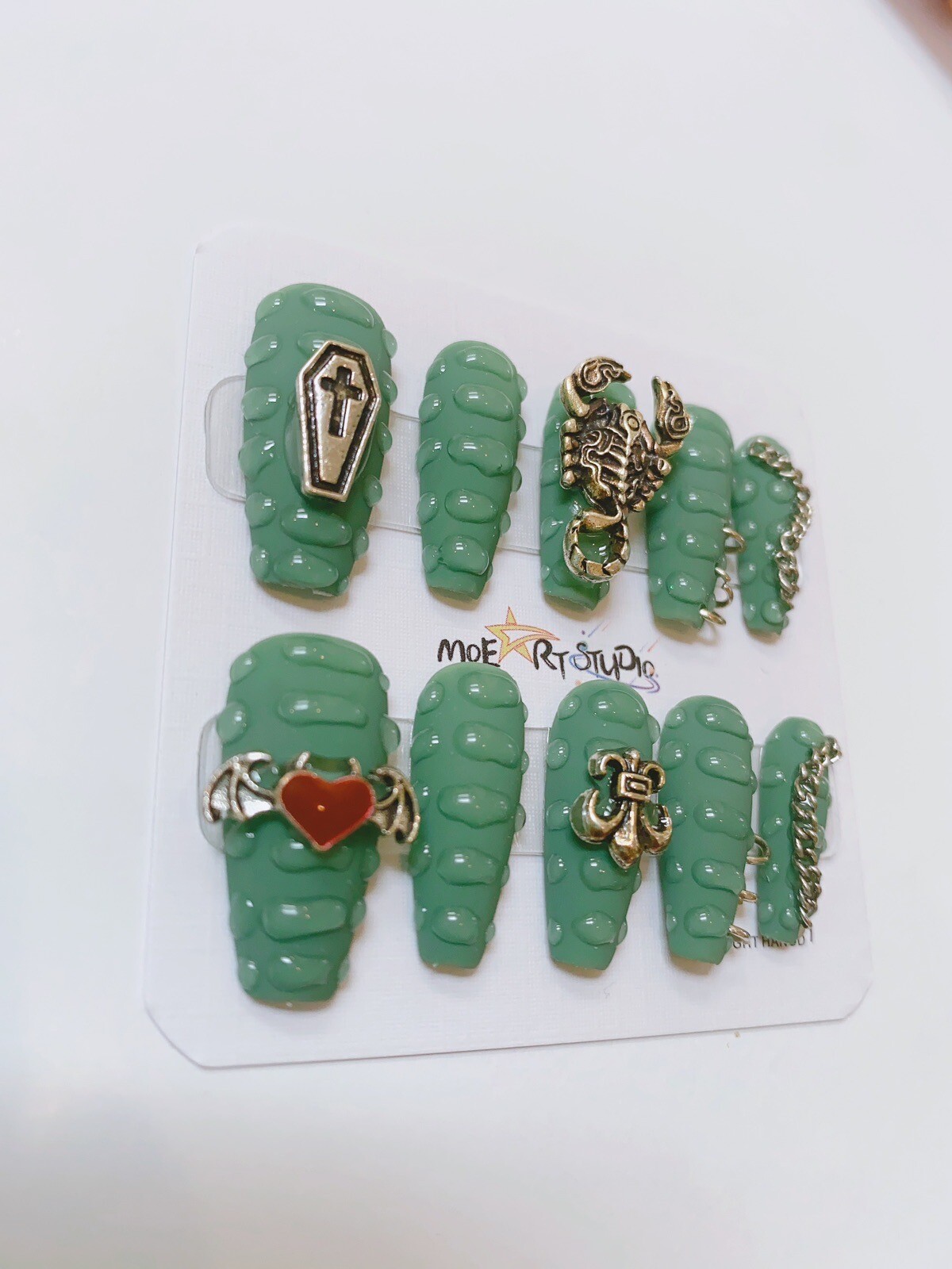 Nails Handmade press on nails 3D size S Cool Scorpion Halloween