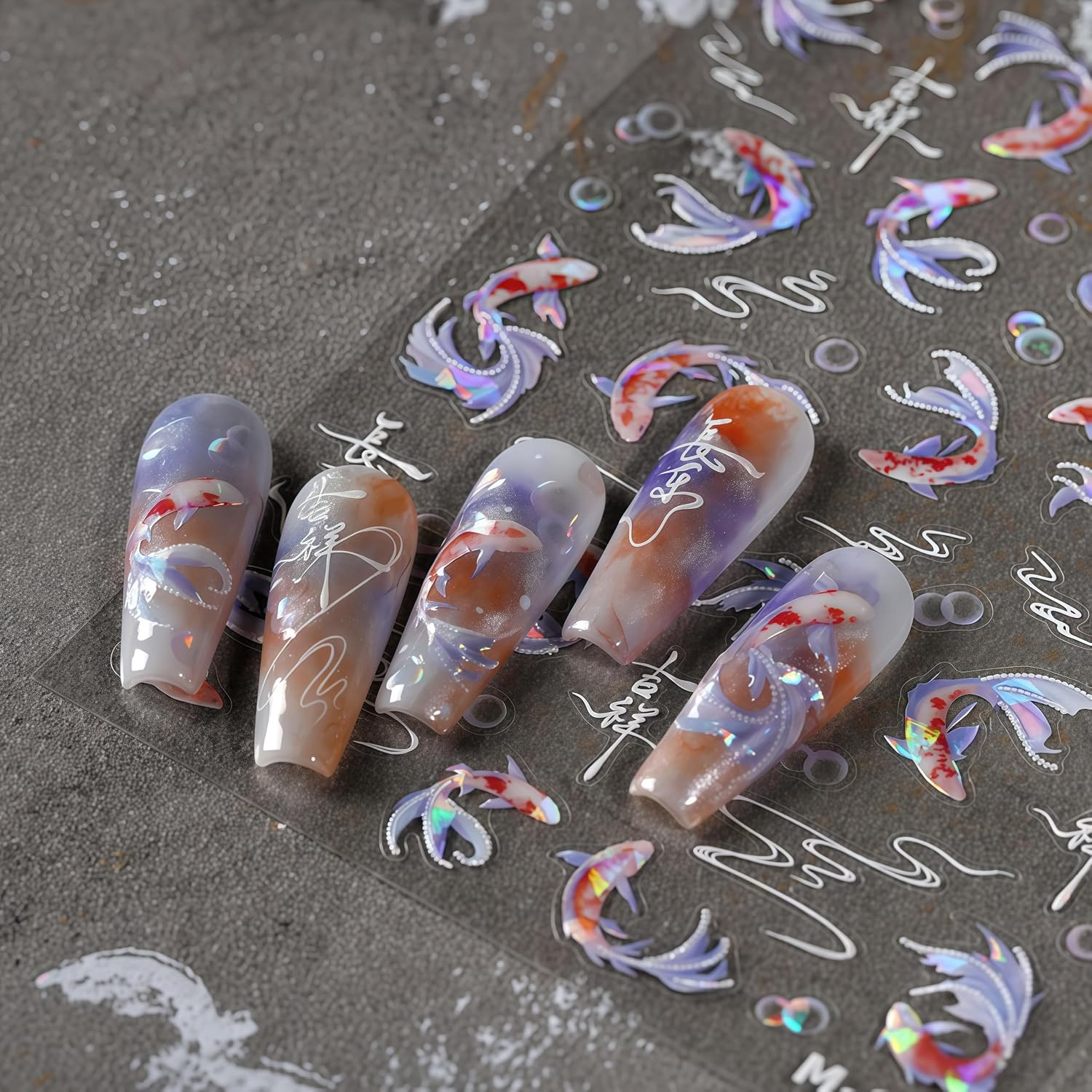 6Sheets Flower Nail Stickers Lily Flower Stickers for Nails 3D Self Adhesive Flo