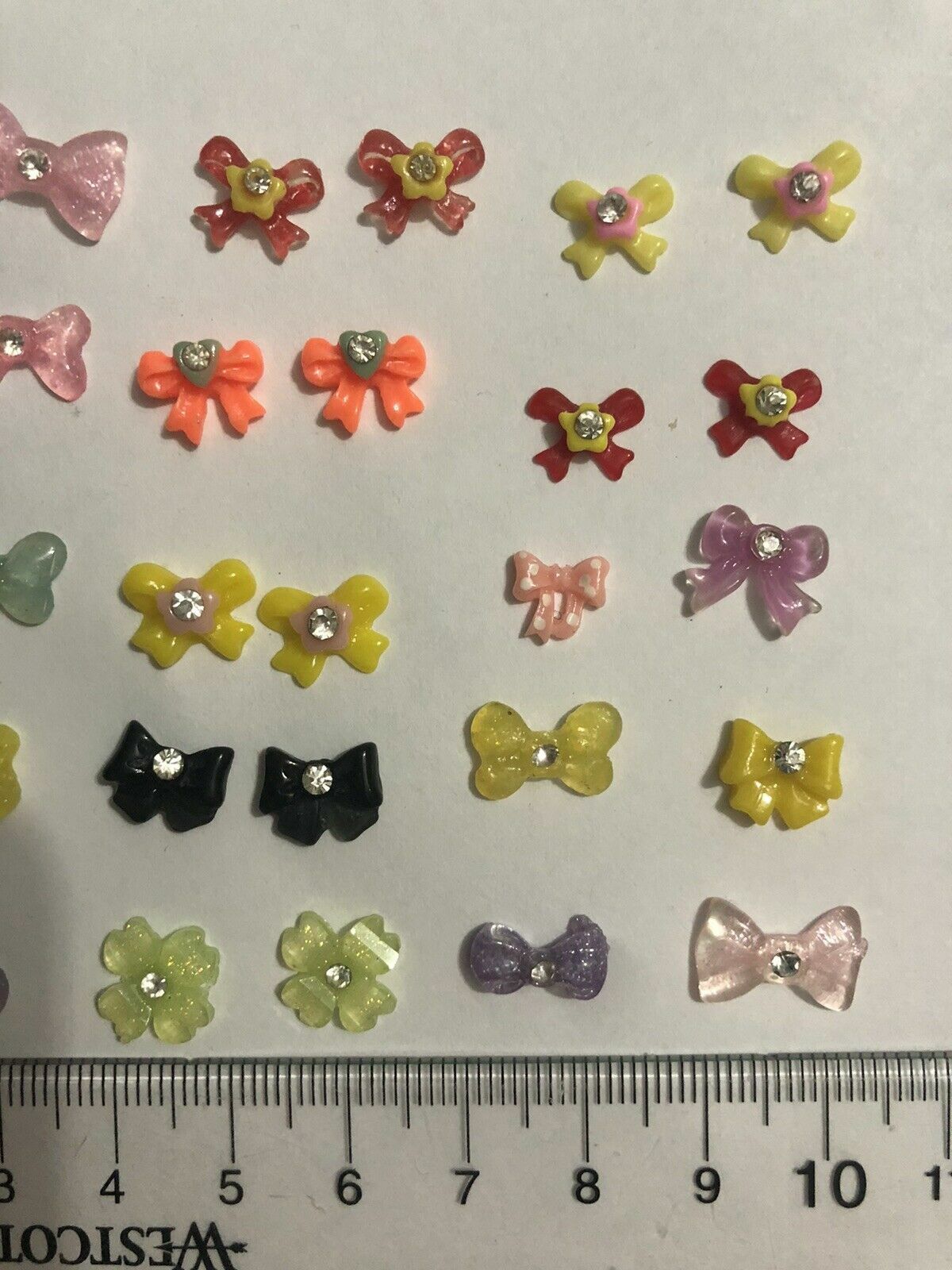 3D nail art decorations rhinestone tie bow butterfly black pink resin silver red