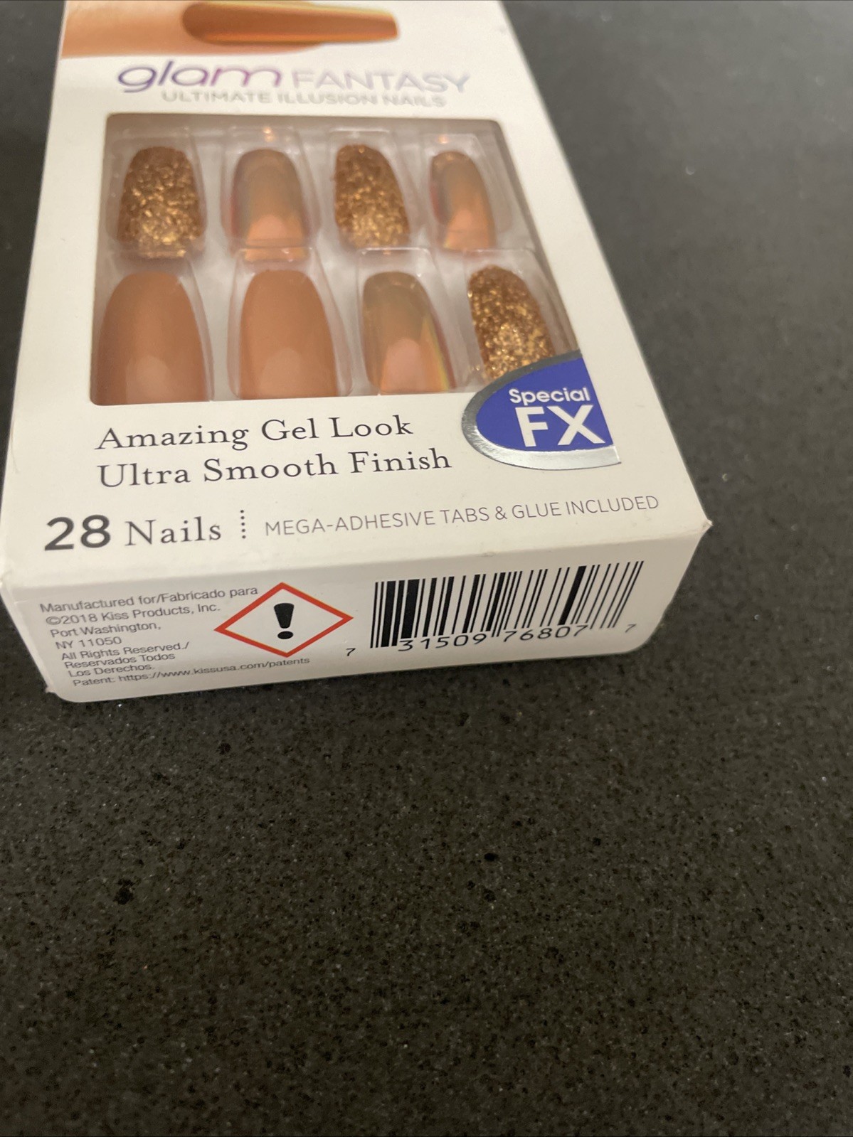 6 Kiss Glue-On Nails Lot Jelly Fantasy, Gel Fantasy, Glam Fantasy Long Med.