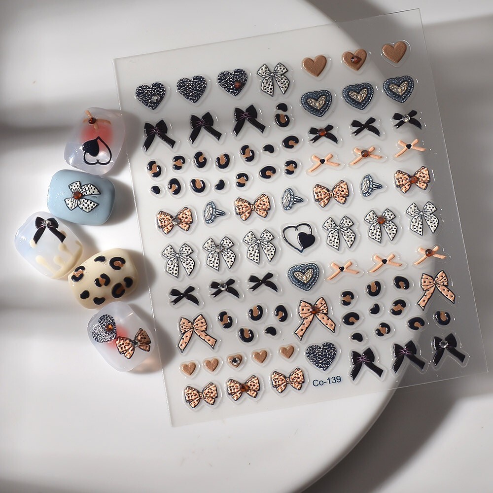 NAIL ART Character Pink Bowknot Butterfly Stickers Decoration Rhinestone NS54