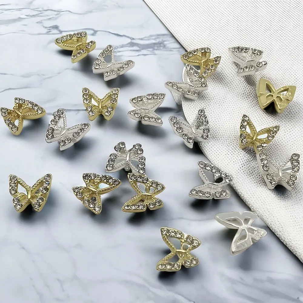 10pcs 3D Nail Art Jewelry Charms Crystal Butterfly Nail Tips Decorations