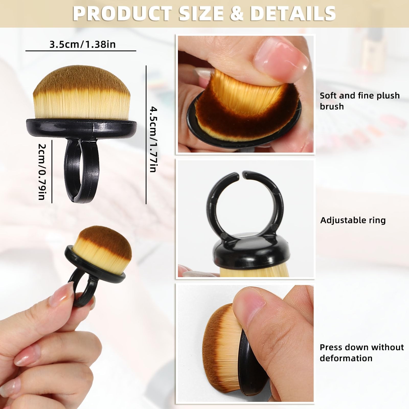 4Packs Nail Dust Cleaning Brush Ring,Soft Brushes for Clean Up Fingernails an…