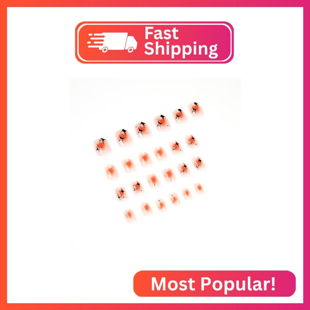 Vezocim Press on Nails Short Length Coffin Shape 24Pcs Glue ons Nails Square wit