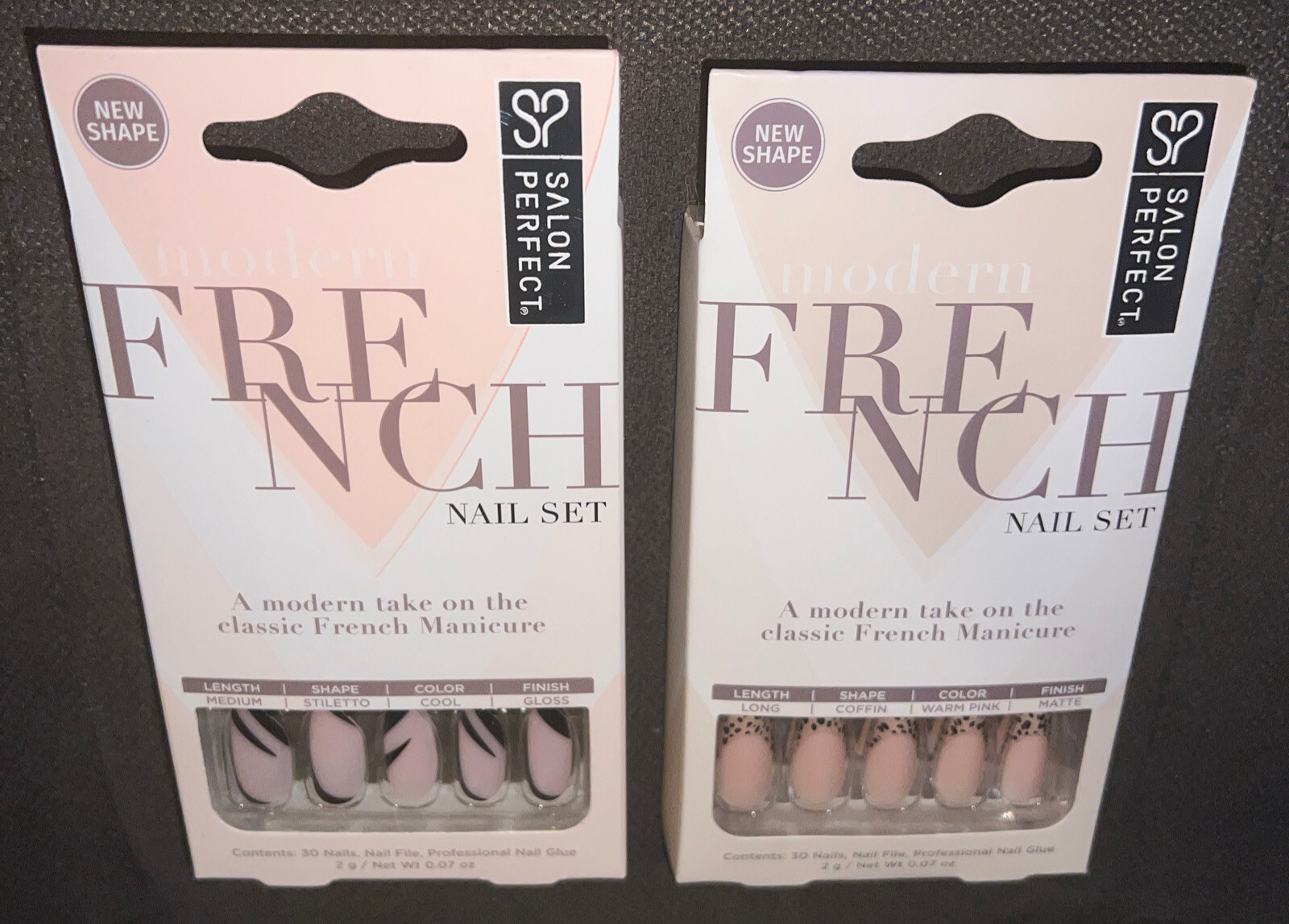 Lot Of 2 Salon Perfect’s Modern French Cheetah & Black Swirl Nail Sets💅{30Each}