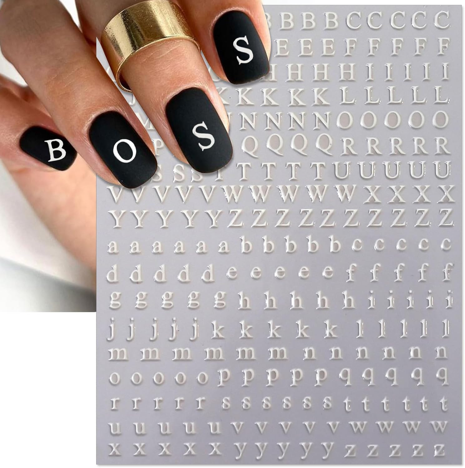 Letter Nail Art Stickers – 3D English Alphabet Nail Decals for DIY Part of Fluor