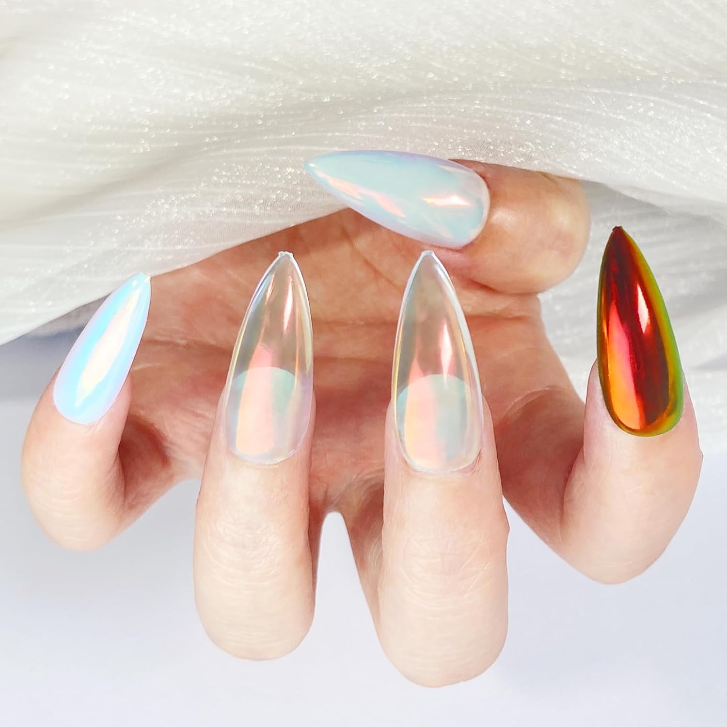 Unicorn Chrome Nail Powder, Aurora Unichrome Mermaid Sunset Glow