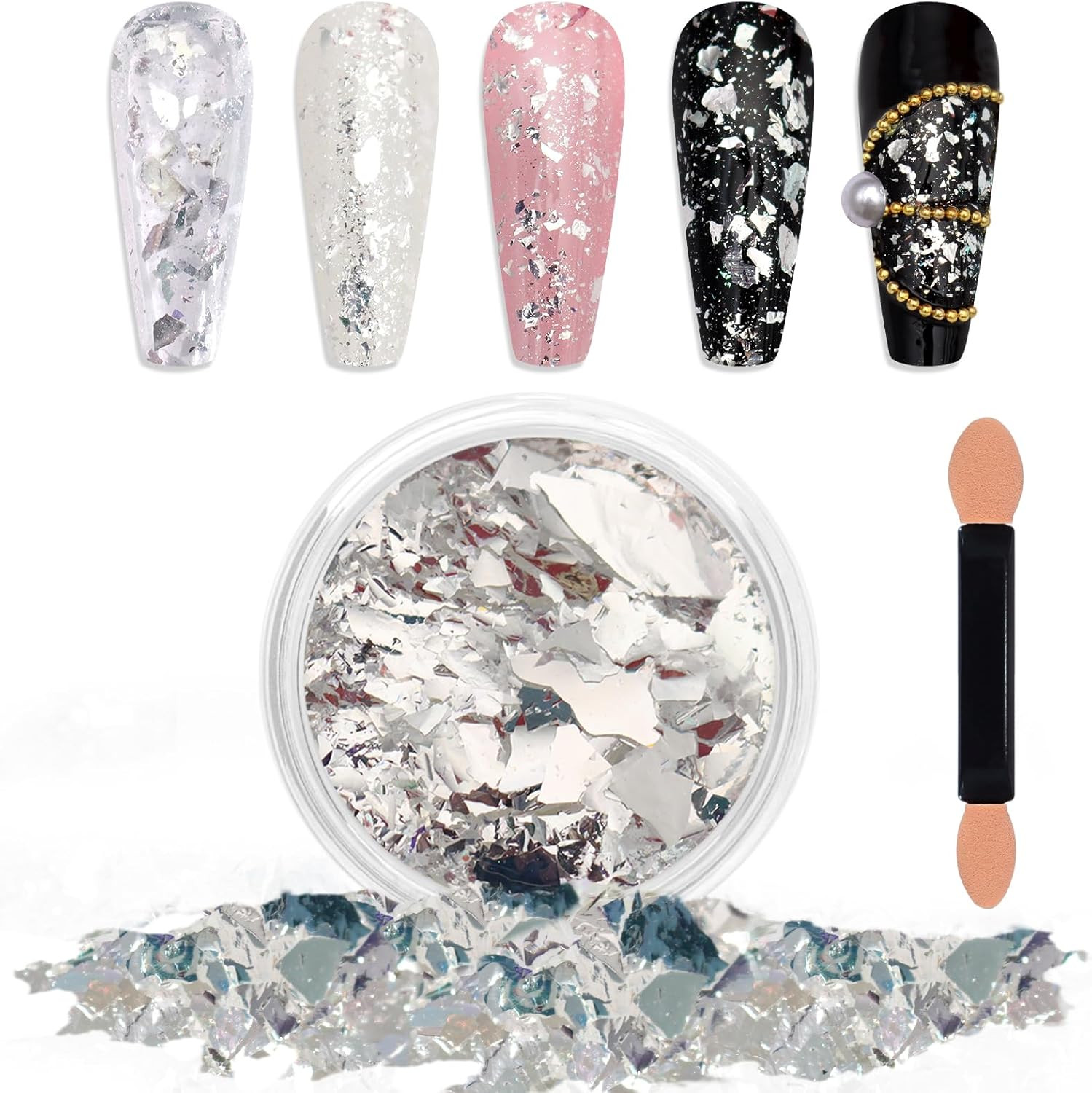 Blue Green Chameleon Flakes Nail Glitter Irregular Opal Nail Foil Flakes Chunky