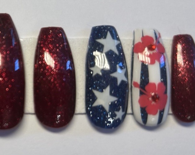 4th Of July Hawaiian Style Press On Nails