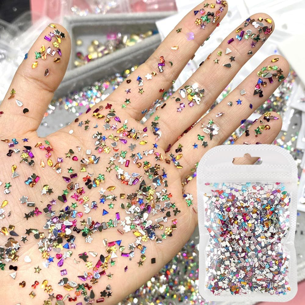 3000Pcs Mini Rhinestones for Nails Colorful Nail Rhinestones Acrylic Flatback