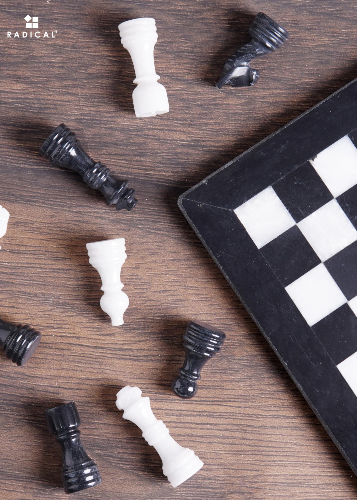 Radicaln Marble Chess Set 12 Inches Black and 12 inches, White