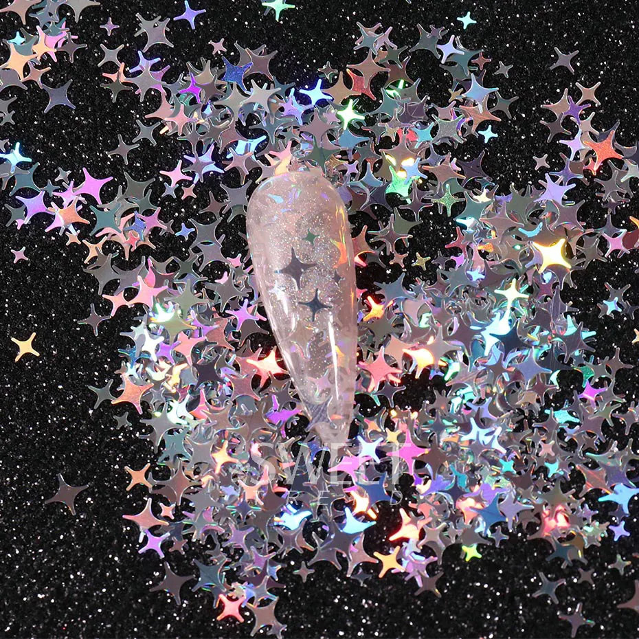 Holographic Star Four pointed Star Nail Paillettes Sparkly Laser Design Sequin