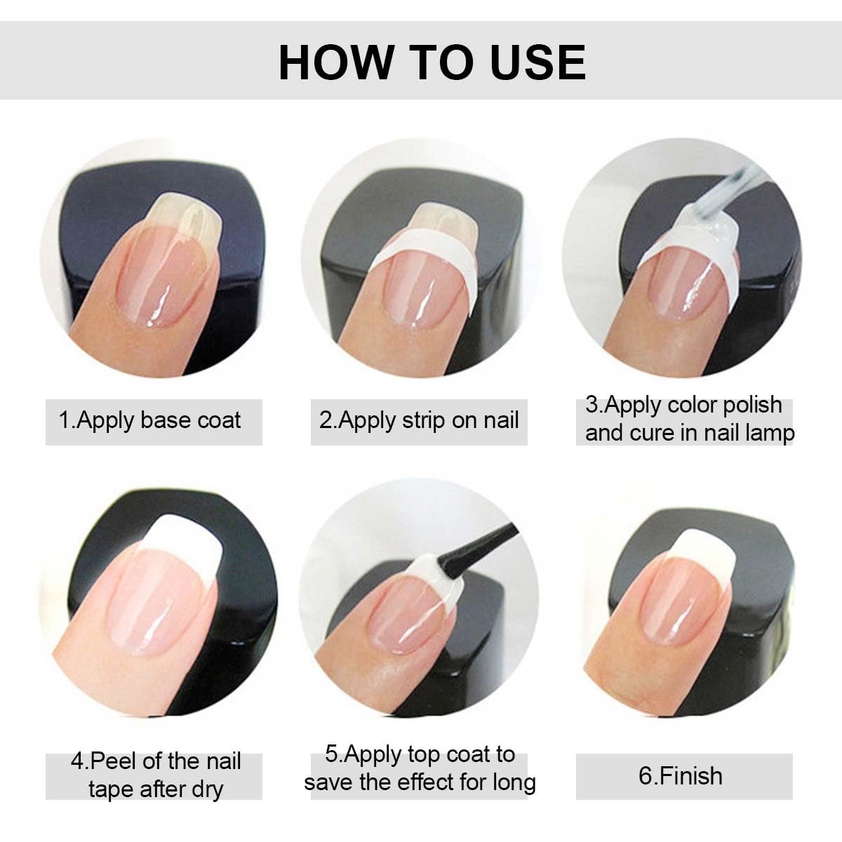 French Manicure Strips,French Tip Nail Stickers for Nails Art Style-14