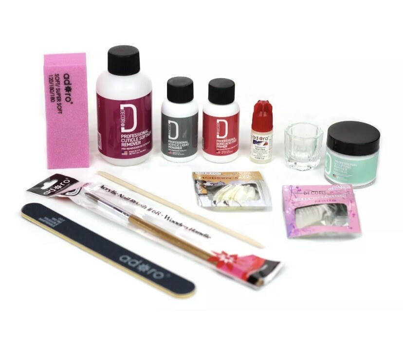 NATURAL Acrylic Nail Starter Kit Adoro Decori Professional Nail System USA MADE
