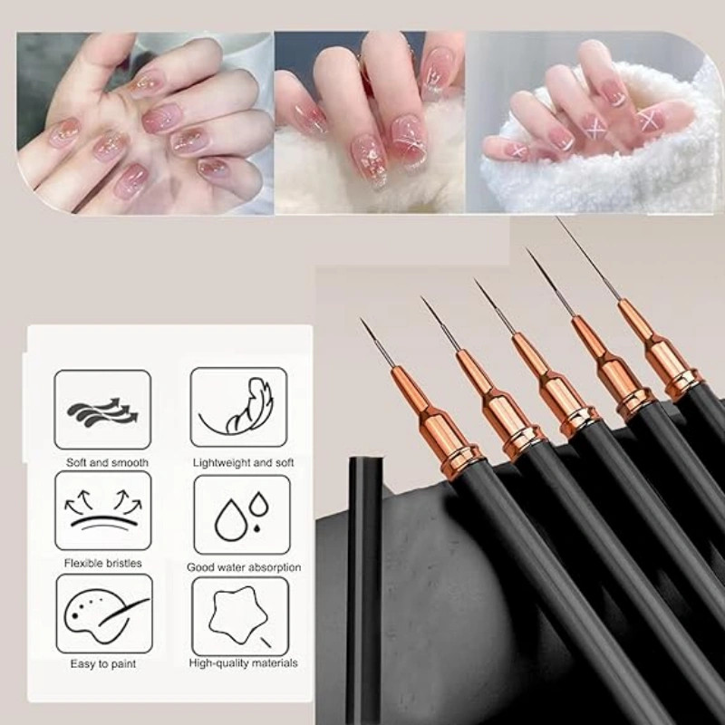 5pcs Nail Painting Pens Drawing Nail Art Liner Pens Brushes Set Tool Thin Long