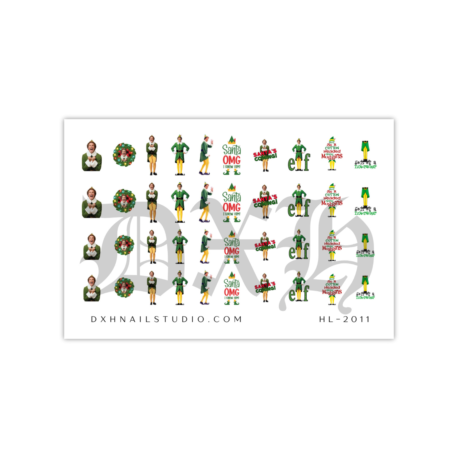 Elf Holiday Christmas Nail Decals Water Transfer Clear Overlay