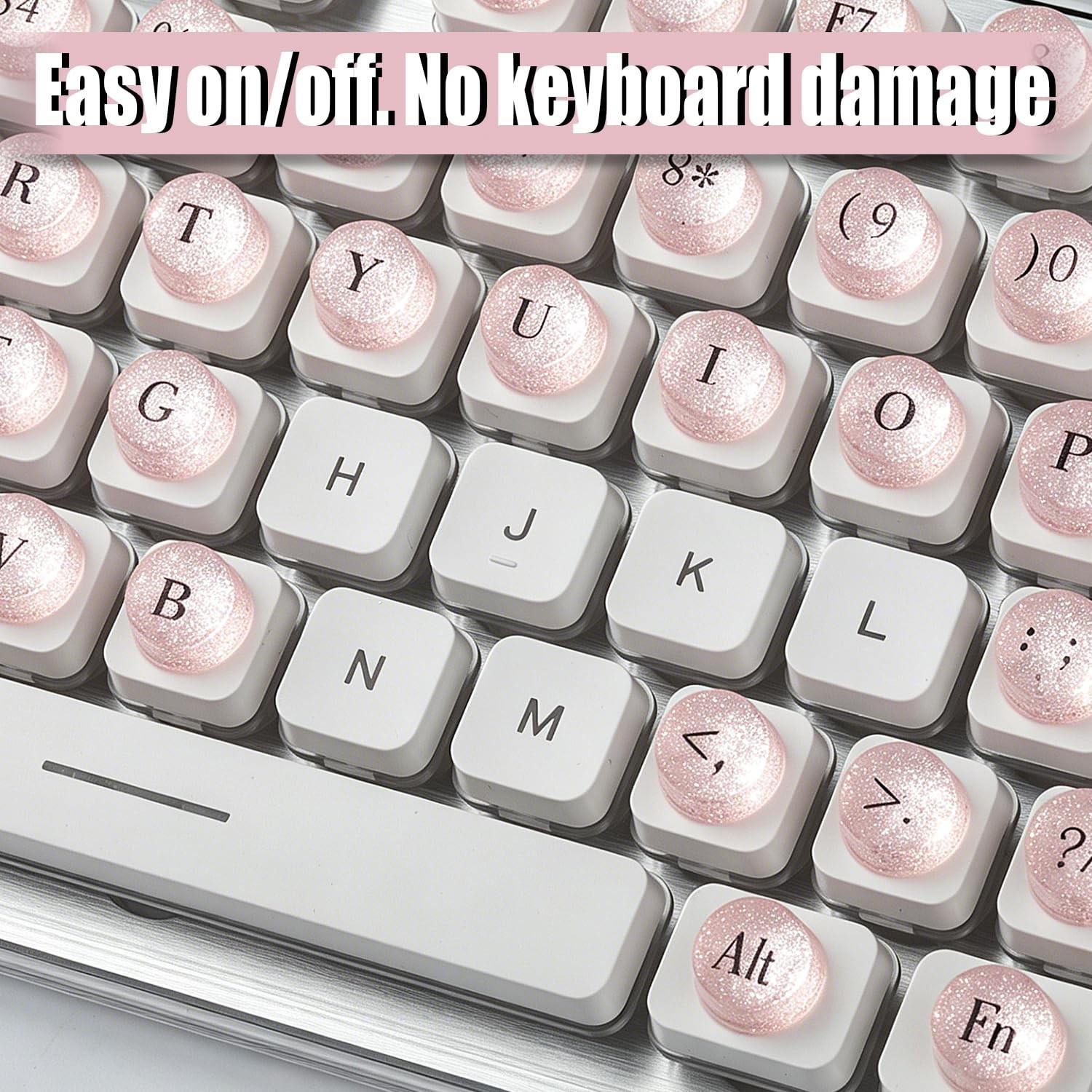 128Pcs Bling Keyboard Stickers, Self-Adhesive Nail Art Keycaps for PC/Laptop