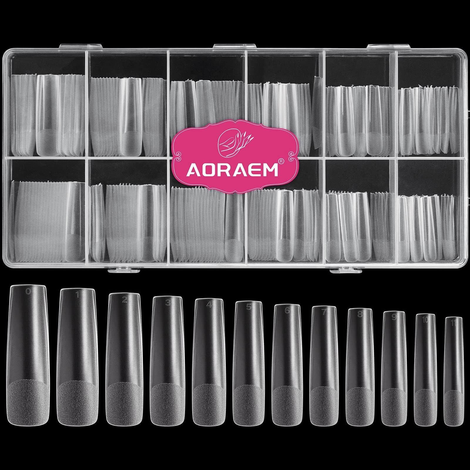 XXL Square Clear Fake Nails 240PCS, Long Tapered Square Nail Tips Half Matte …