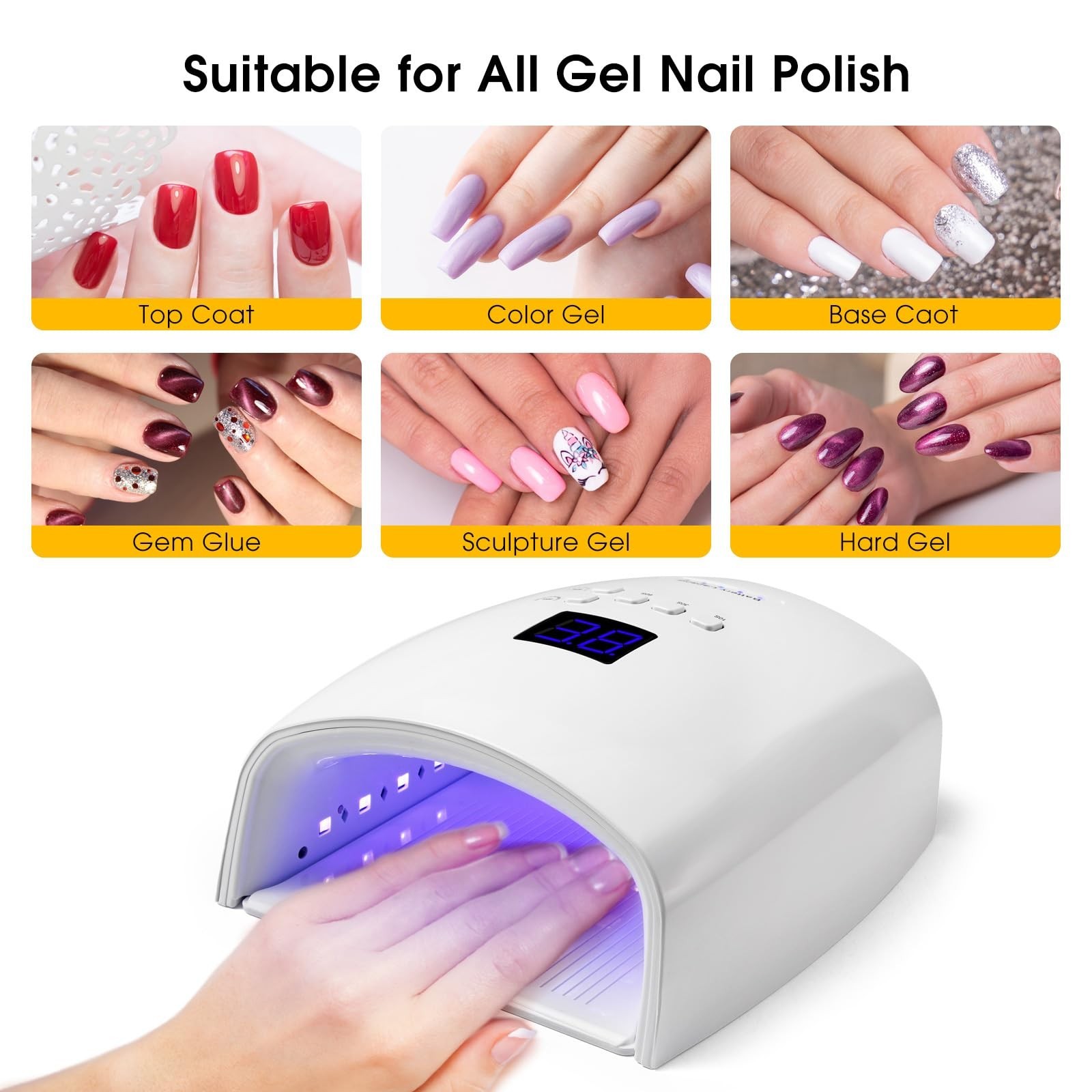 48W Rechargeable UV LED Nail Lamp Faster Wireless Nail Dryer Gel Po… Fast Ship