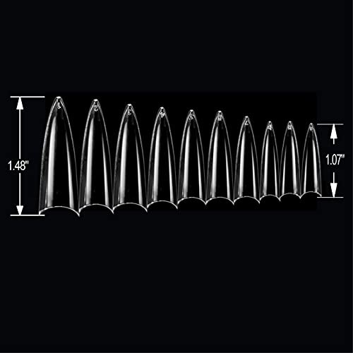 BeYou Clear Long Stiletto 500 Professional Nail Tips 28512 for Nail Salons