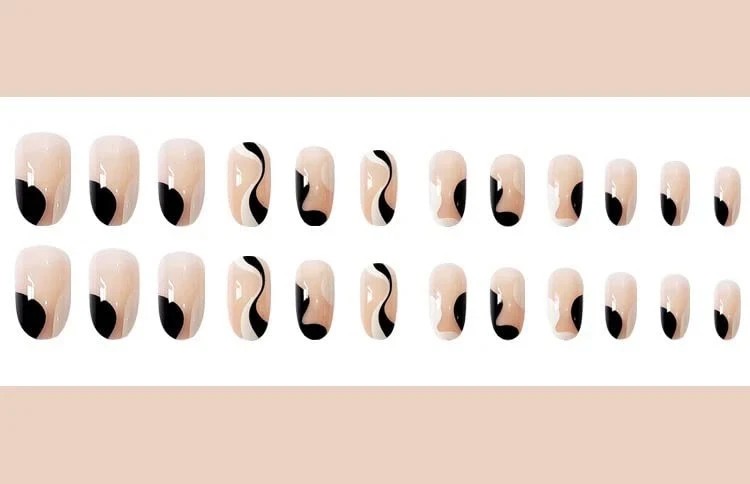 Secret Lives Reusable Press On Nails Designer Oval Shape White Skin 24 SET