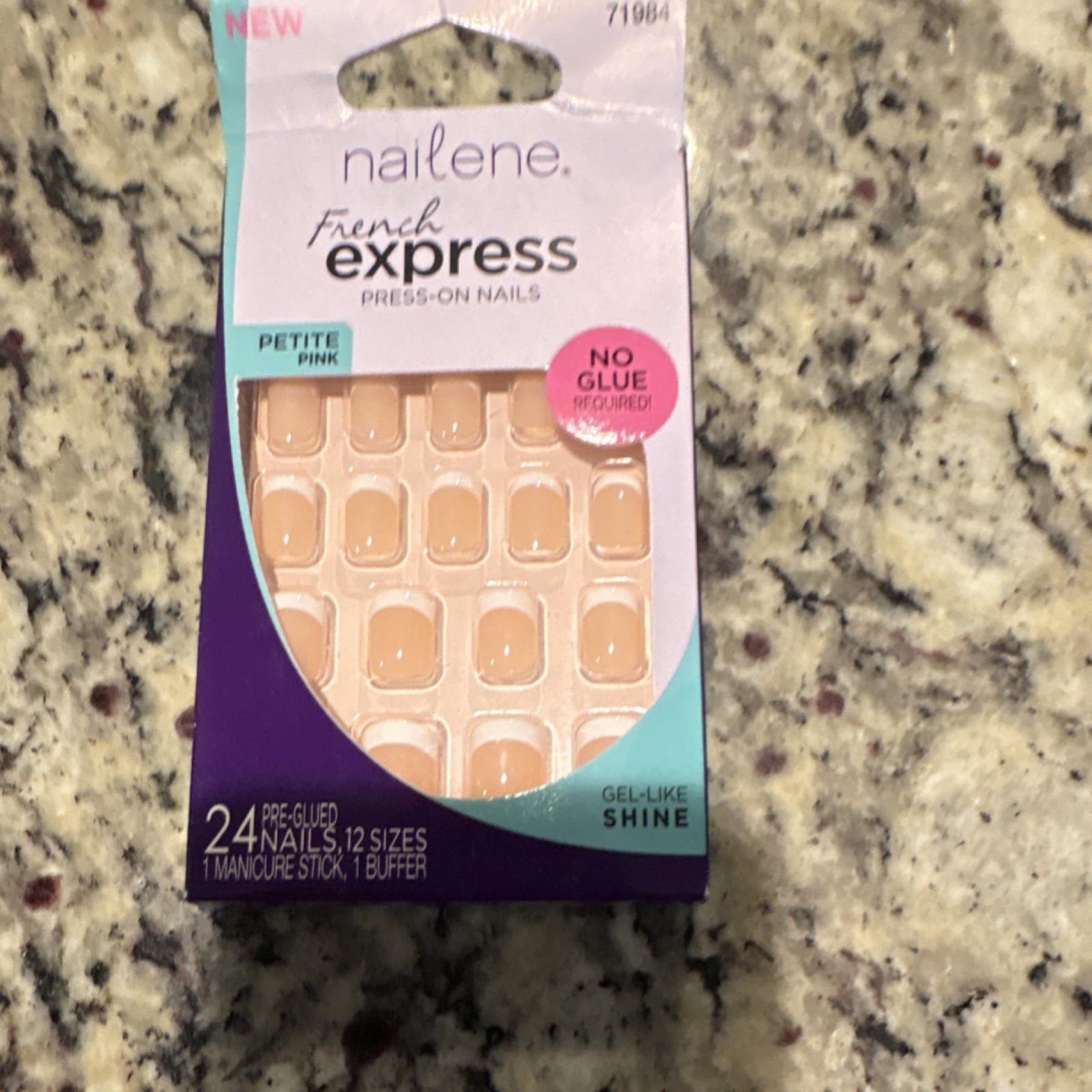 Nailene French Express Press-On Nails Petite Pink Gel-Like Shine Square 24 Pack