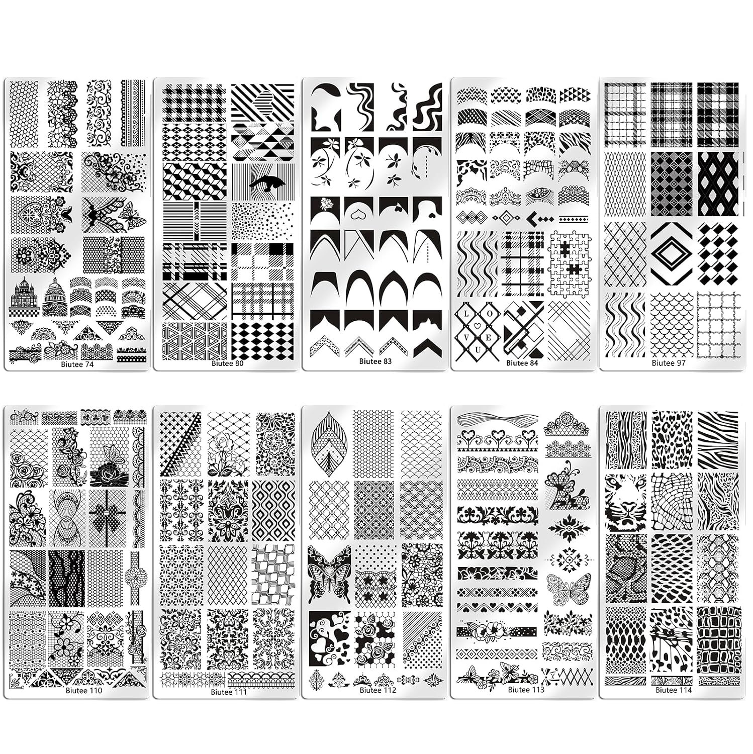 13Pcs Nail Stamping Plates Set – Lace Series Nail Art Stamper and Scraper Kit, P