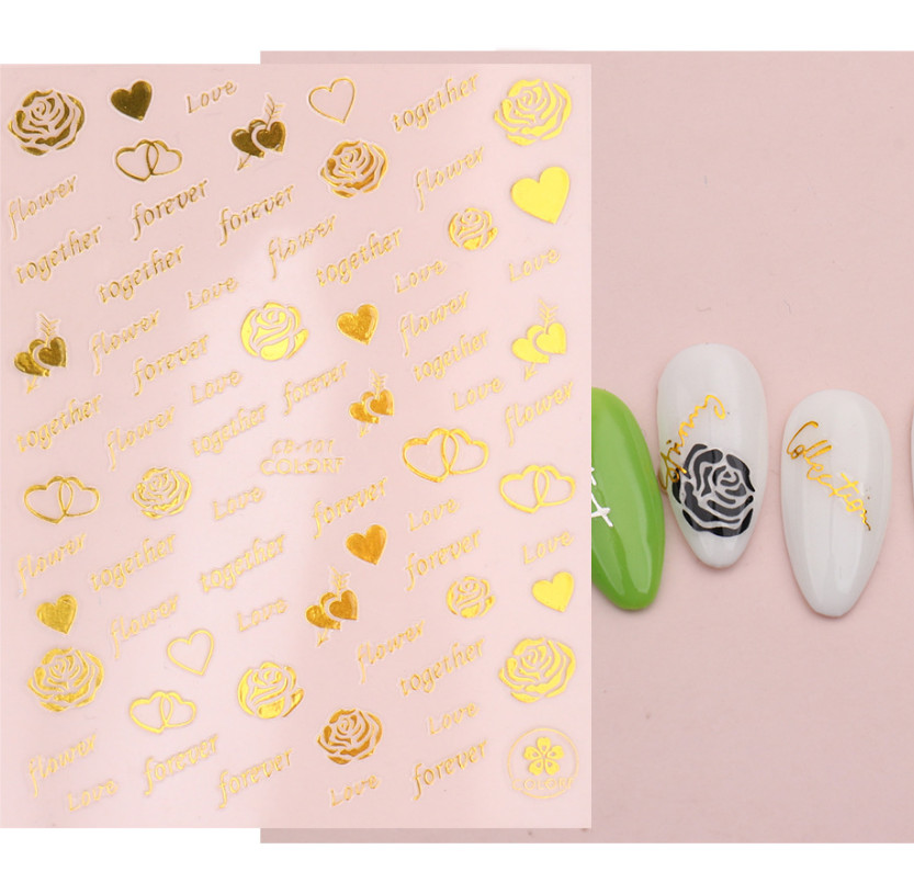 Spring Valentine’s Day Nail Sticker Heart Love Rose English Letters DIY NH21