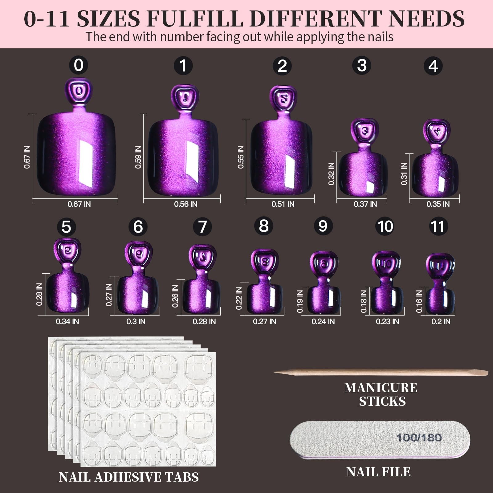 FANDAMEI Press on Toenails, 6 01-11, Hot Pink/Dark Blue/Gold/Green/Red/Purple
