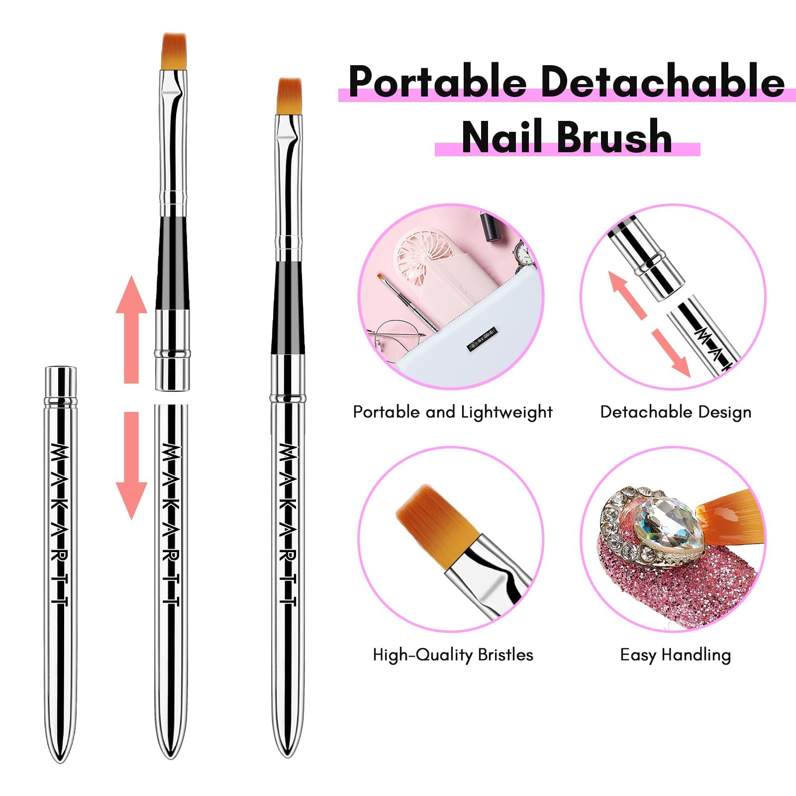 Makartt Nail Rhinestone Glue A-For All Rhinestones with Brush Pen, Clear