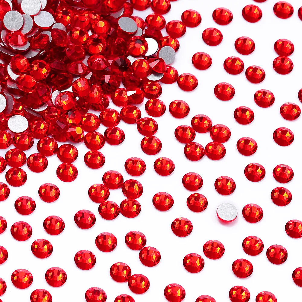 Siam Glass Flatback Rhinestone Glitter Red Glue On Crystal Diamond for Nail Art