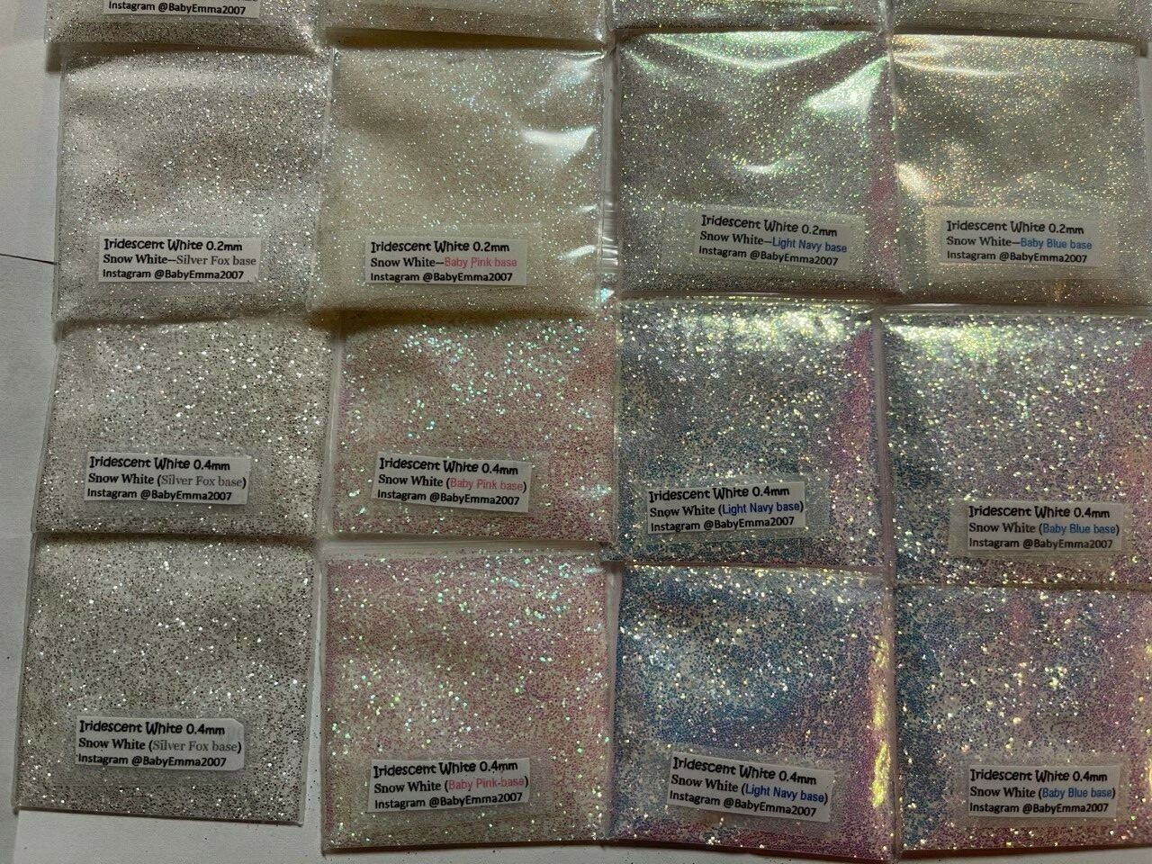 Iridescent White Glitter Hex Snow White: SILVER/PINK/NAVY/BLUE sheen Nail-US-tsp