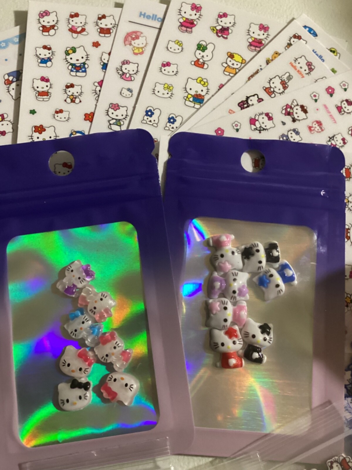 Grab bags Cartoon Hello Kitty Flat back Nail Art Manicure Decors Charm lot