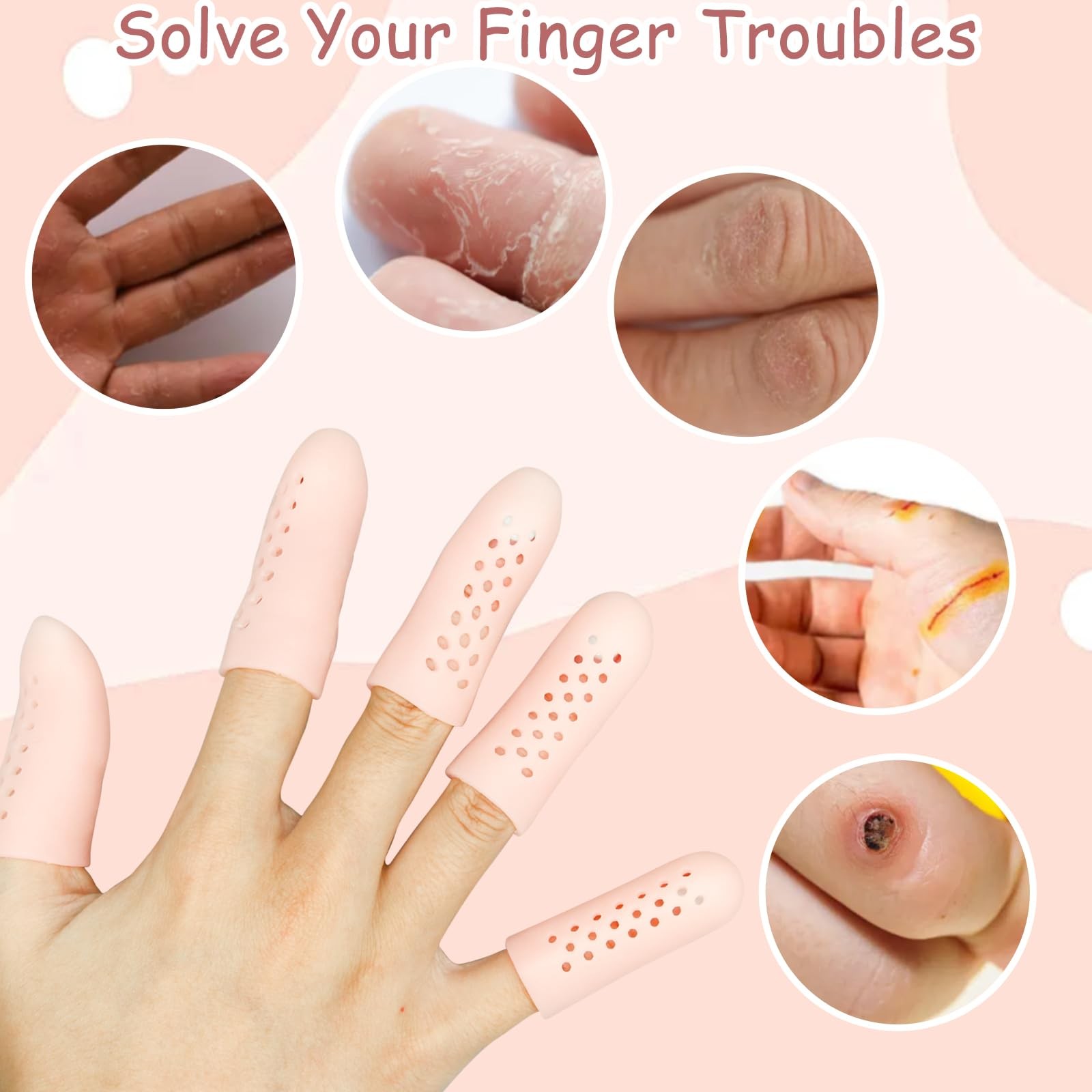 16Pcs Gel Finger Cots with Air Holes, Gel Finger Protectors Finger Covers Pro…