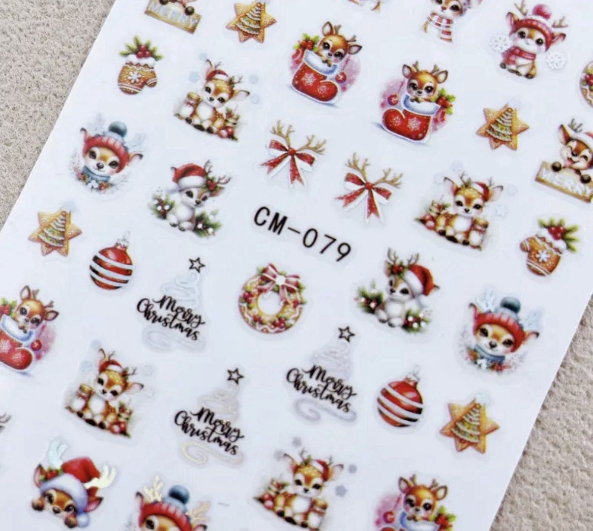 Nail Art Stickers CHRISTMAS LAZER REINDEERS VERY CUTE CM-079