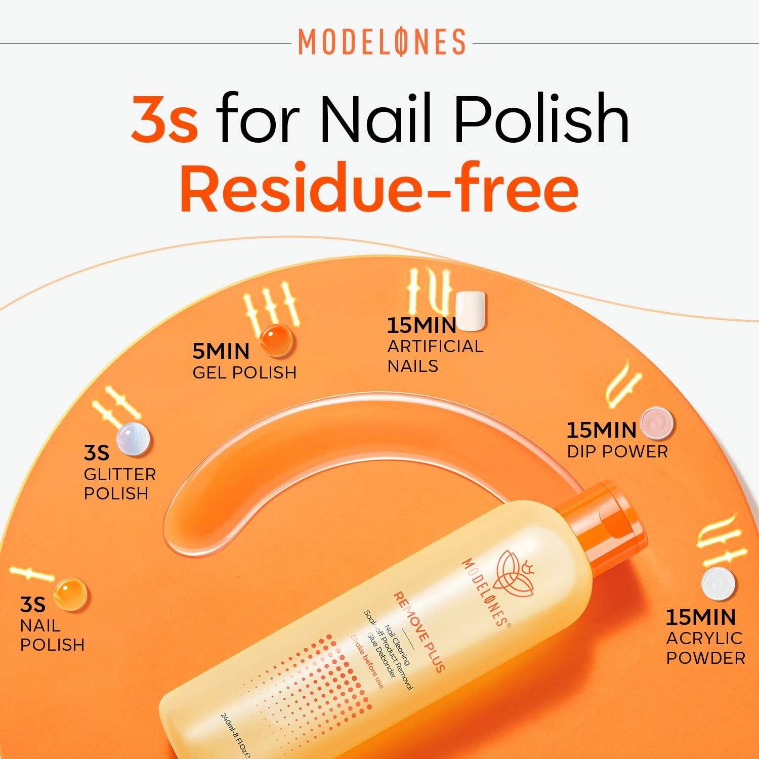 Modelones Acetone Nail Polish Remover, 8 Fl Oz (Pack of 1), Lemon