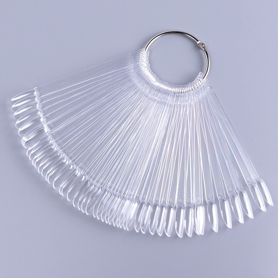 50pcs False Nail Tips Polish Palette Nail Art Practice Fan Color Sticker Display