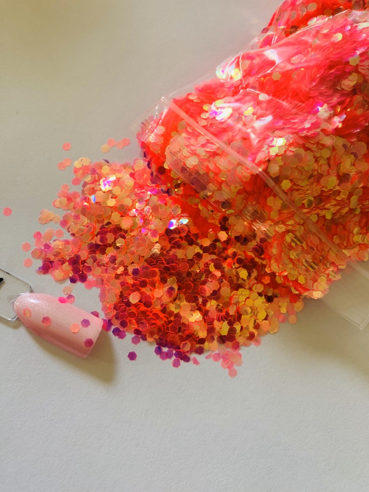 Iridescent Pink Hexagon Shape Nail Glitter 1TSP
