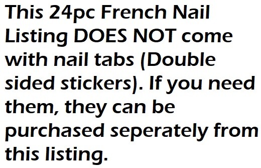24pc Press on Nails Square French Tips Full Cover Stick On DIY Cute Party Fake