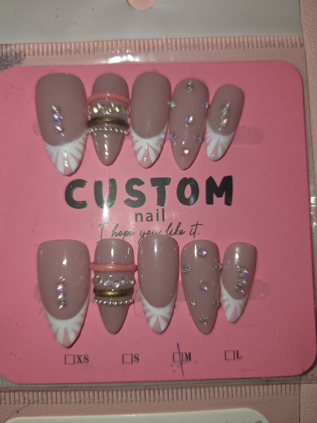 Press On Nails Handmade Medium Short Almonds Bundle Of 10 Each Owe Color Theme