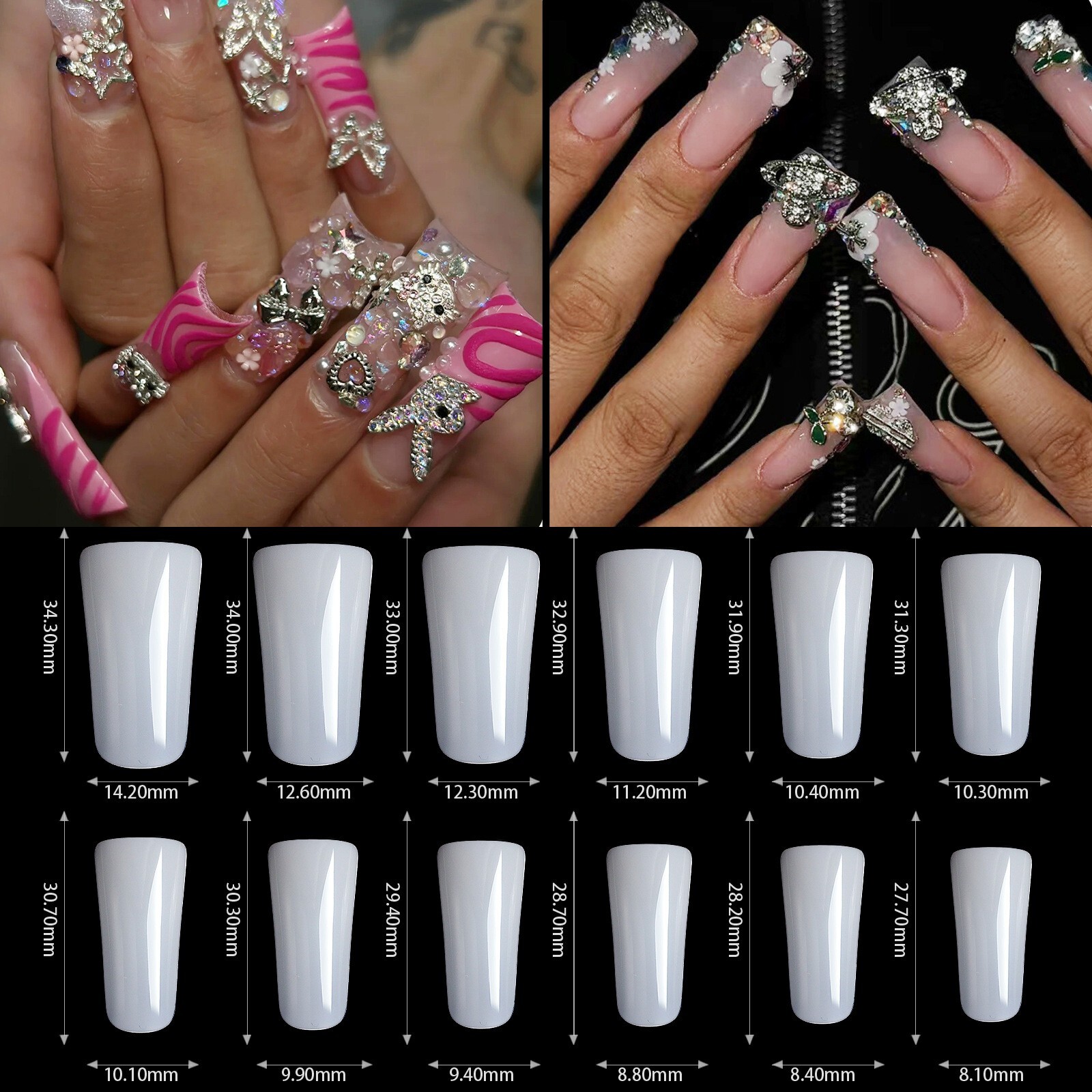500~504pcs Half Full Cover Duck Shape Nail Tips Acrylic Nails Clear Natural