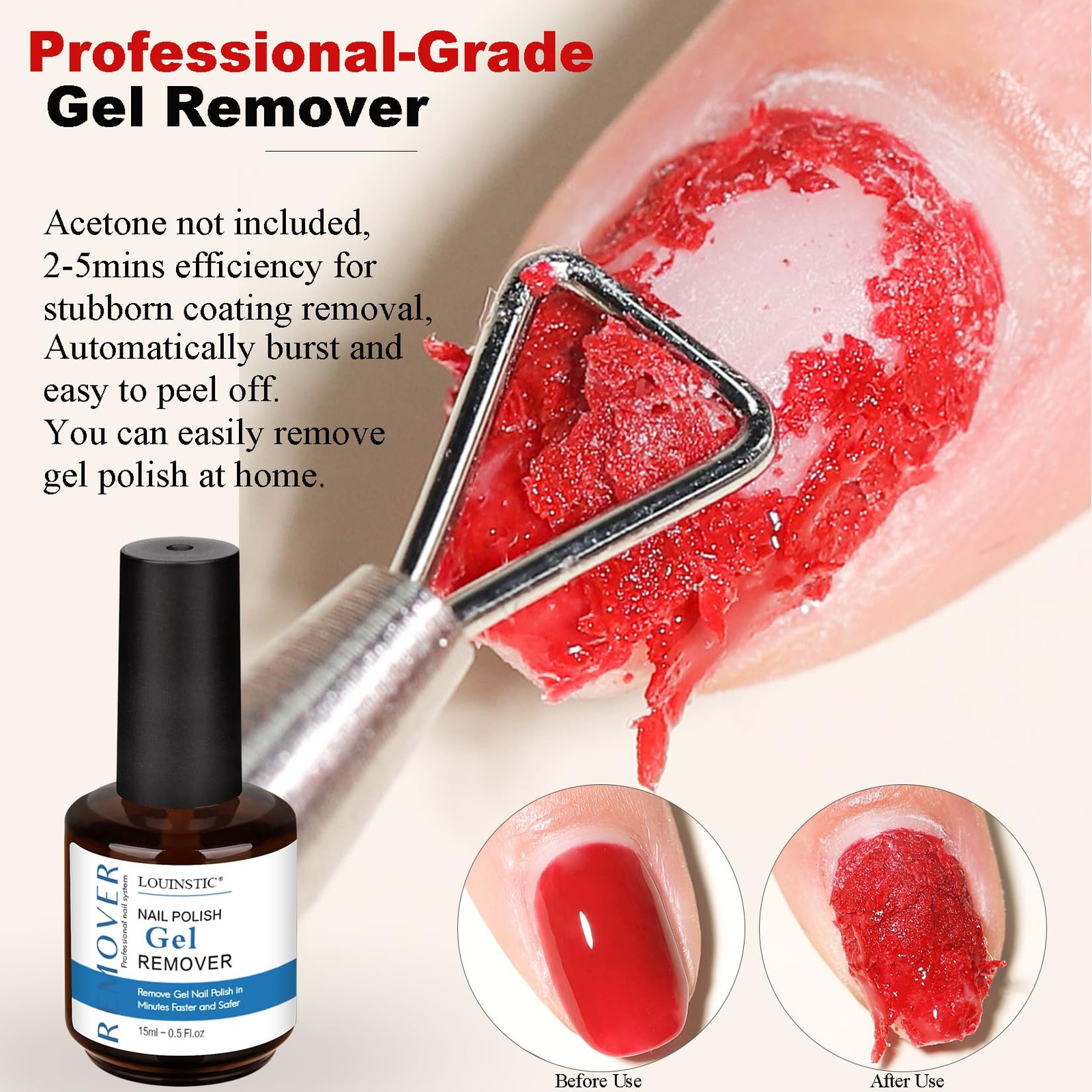 Gel Nail Polish 0.5 Fl Oz (Pack of 1), 1pc Remover & Manicure Tools X4