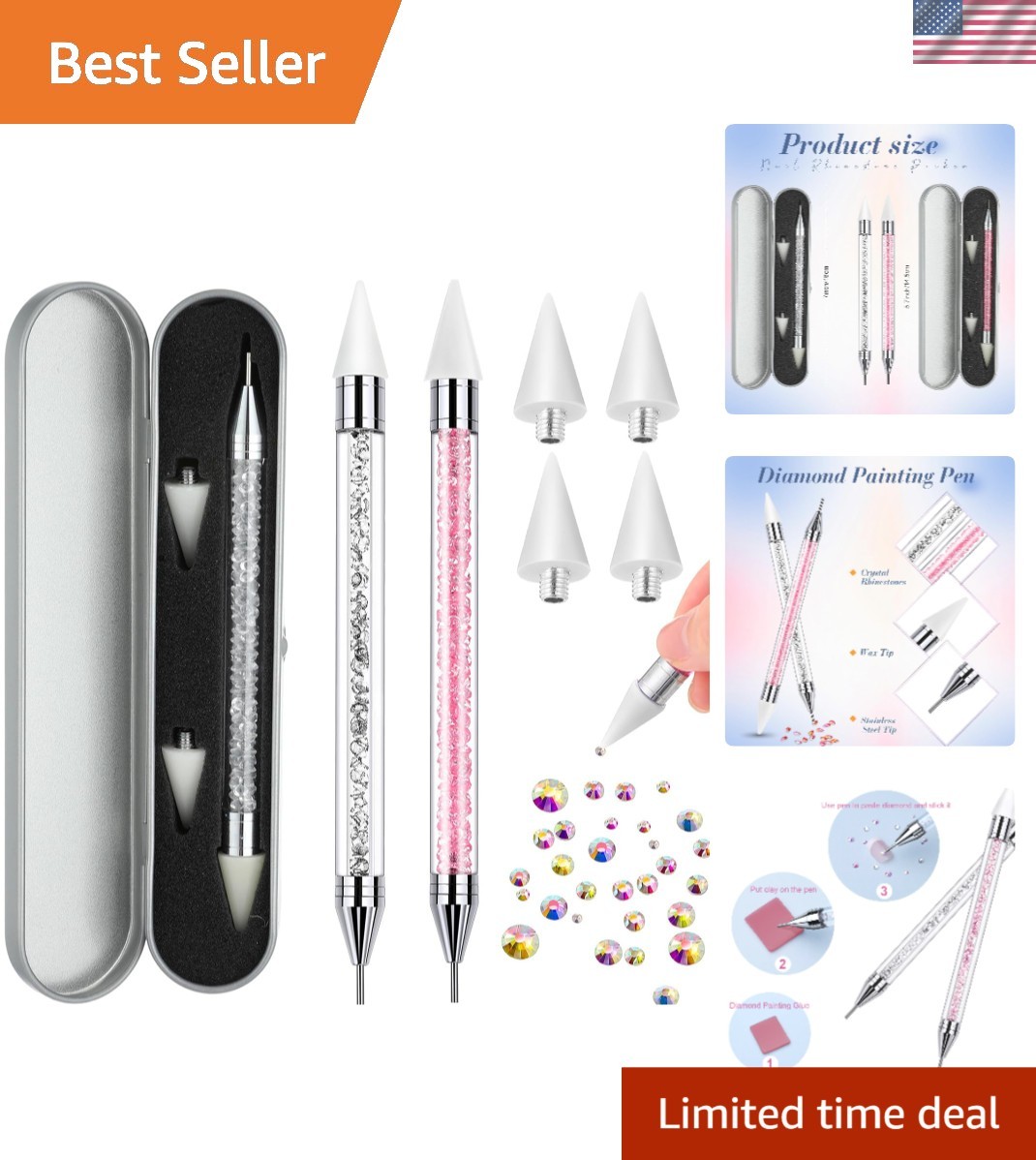 Quality Rhinestone Dotting Pens with Wax Tip – Perfect for Nail Enthusiasts